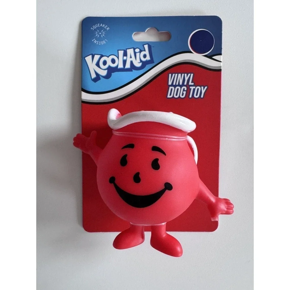 Brand New Kool-Aid Squeak Vinyl Dog Toy. Quality Vinyl. Red, Squeaker, NEW